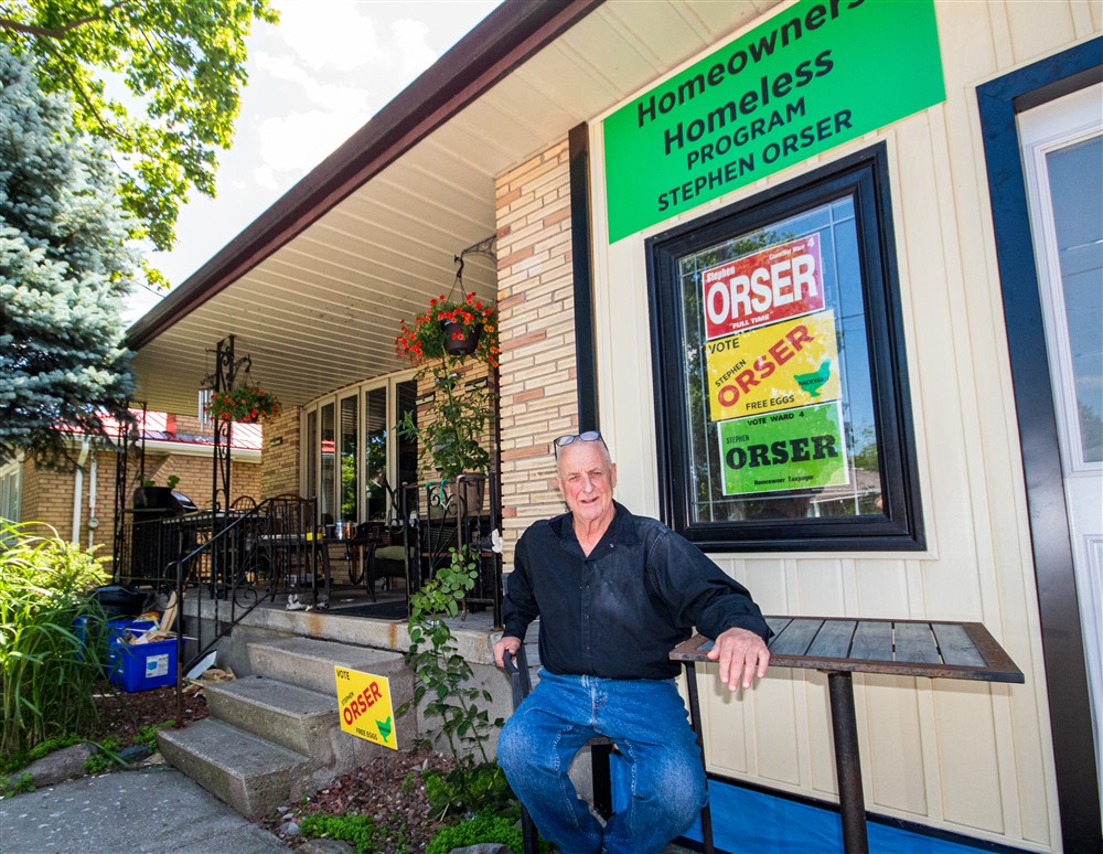 Stephen Orser at the Homeowners Homeless Program garage